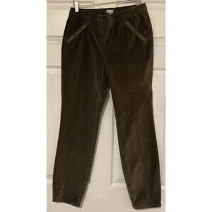 Garnet Hill Woman’s Zip-Detail Brown Velvet Pants Size 6 Stretch 98% Cotton